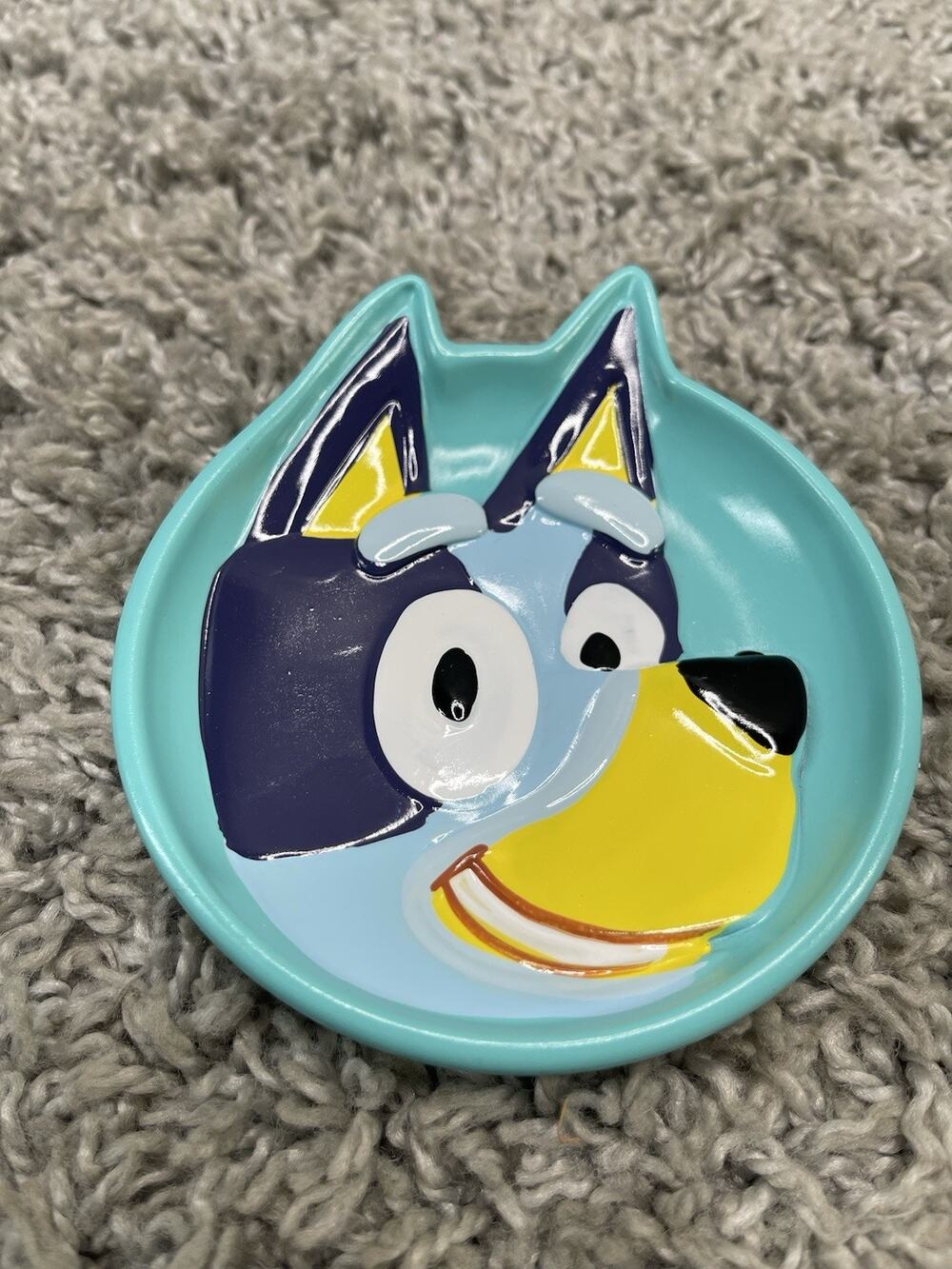 Bluey Soap Dish Face Small Resin Trinket Tray Home Bathroom Decor Blue New